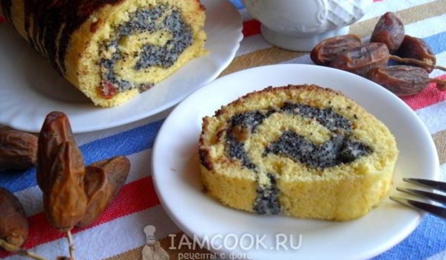 Рецепт бисквитного рулета с маком и изюмом