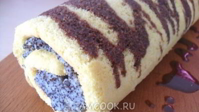 бисквитный рулет с маком и изюмом