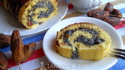 бисквитный рулет с маком и изюмом