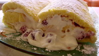 бисквитный рулет с творожной начинкой