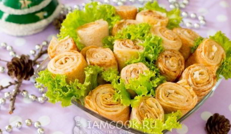Рецепт блинных рулетиков с селедкой