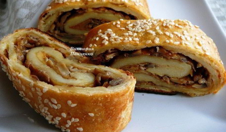 Рецепт картофельного рулета с шампиньонами
