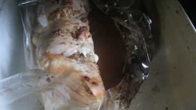 куриный рулет с цуккини, морковью и сыром