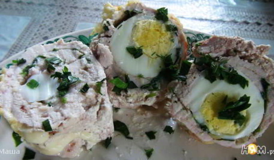 Рецепт куриного рулета с яйцом