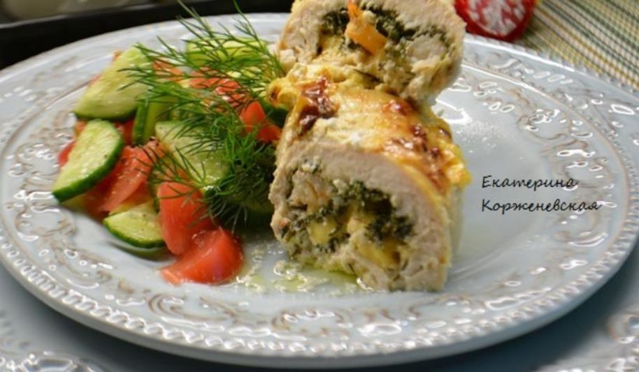 Рецепт куриных рулетиков с креветками и сыром