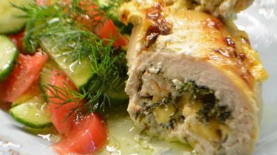 куриные рулетики с креветками и сыром