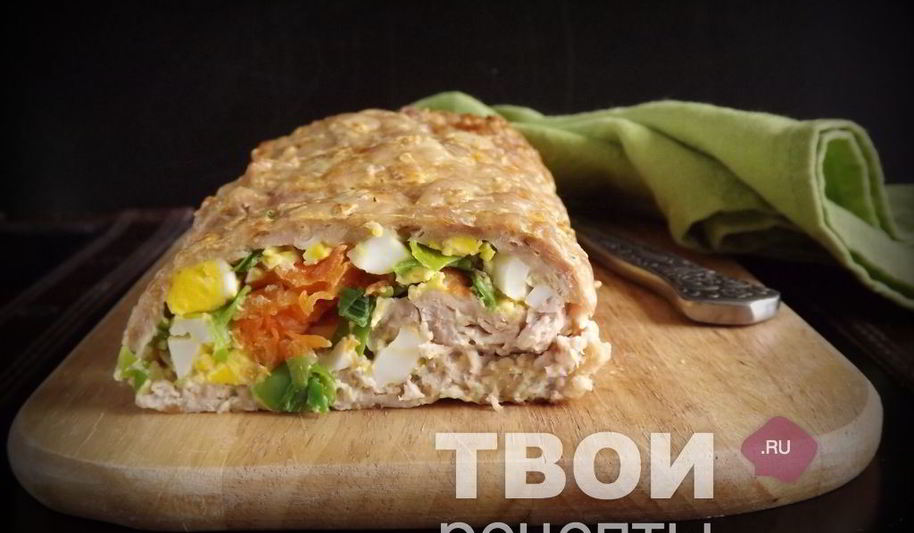 Рецепт мясного рулета с яйцом и морковью