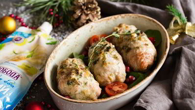 мясные рулетики с сыром и зеленью