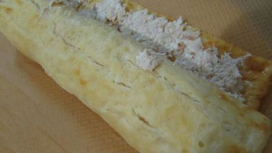 праздничный сырный рулет с курицей