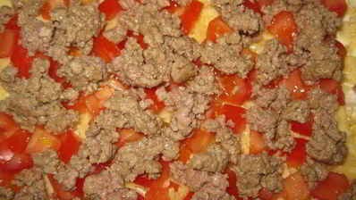 рулет из лаваша с помидорами, мясом и сыром