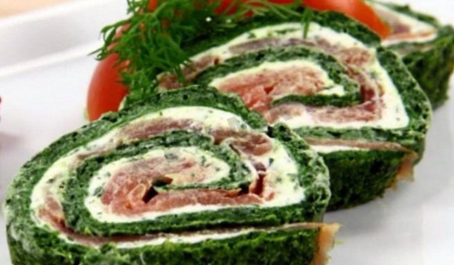 Рецепт рулета из шпината и лосося