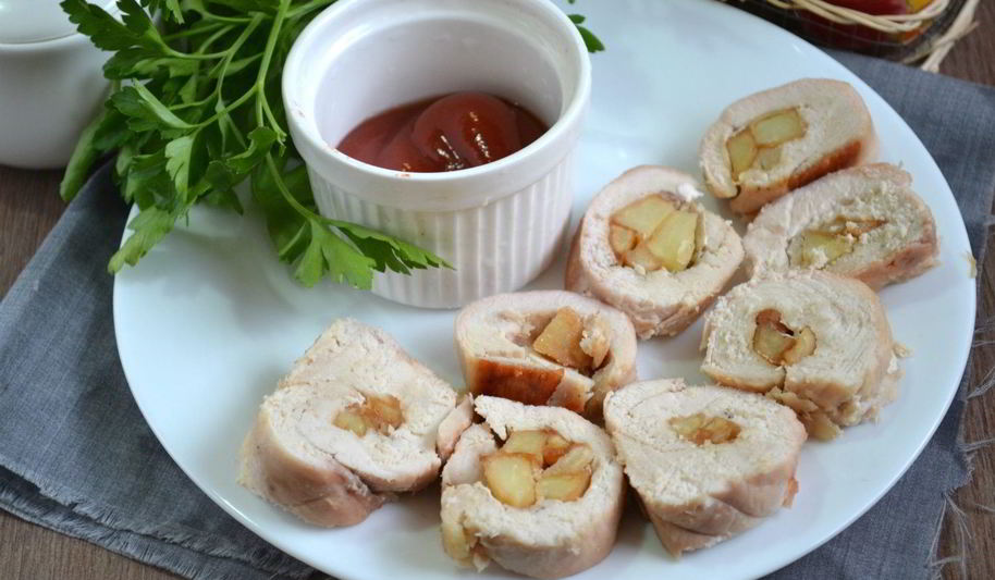 Рецепт рулетиков из индейки с начинкой в духовке