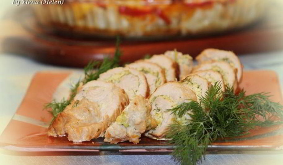 Рецепт рулетиков из индейки с творожно-чесночной начинкой