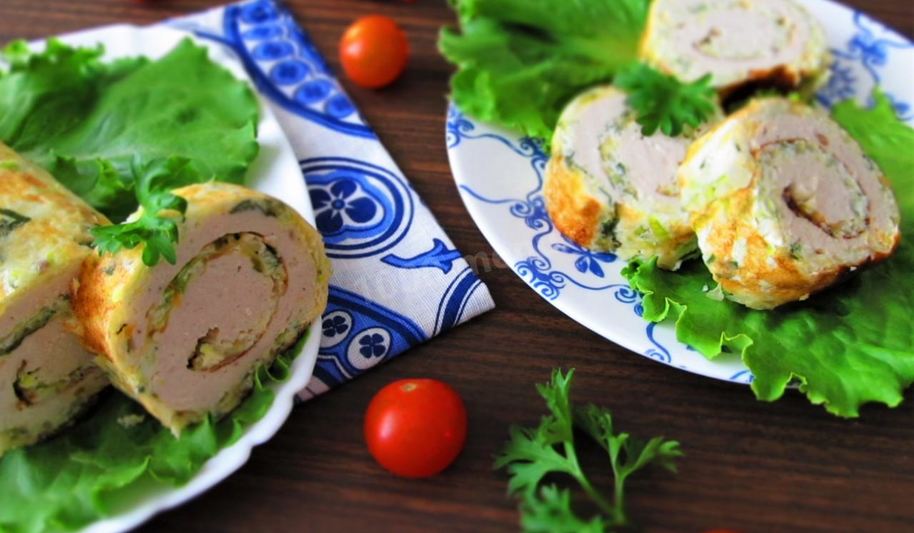 Рецепт яично капустный рулет с куриным фаршем