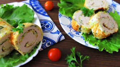 яично капустный рулет с куриным фаршем