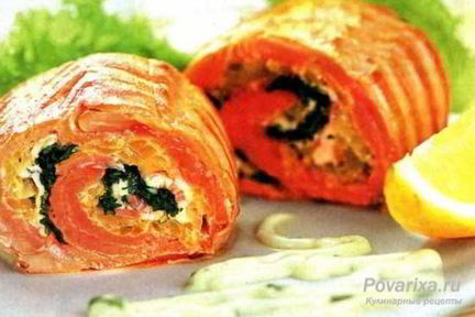 Запеченный рулет из семги