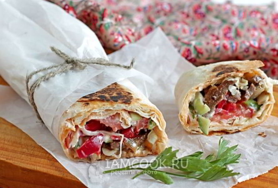 Шаурма с говядиной по-домашнему