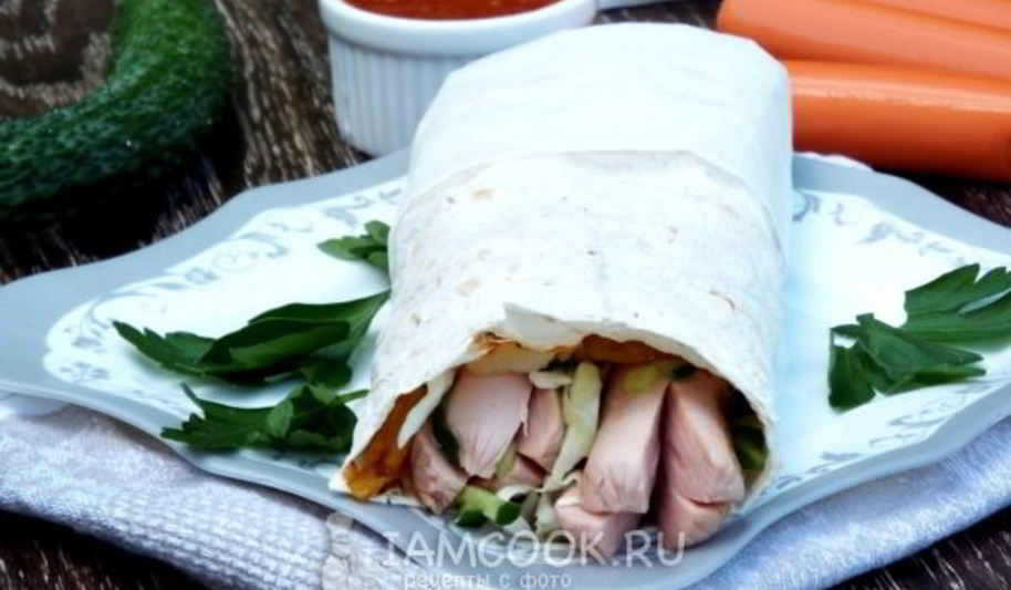 Рецепт шаурмы с сосиской