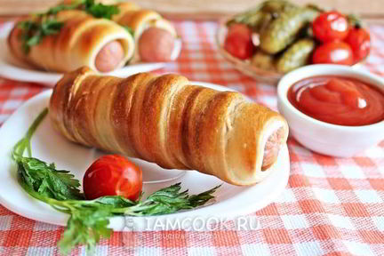 Сосиски в тесте без дрожжей