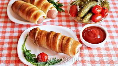 сосиски в тесте без дрожжей