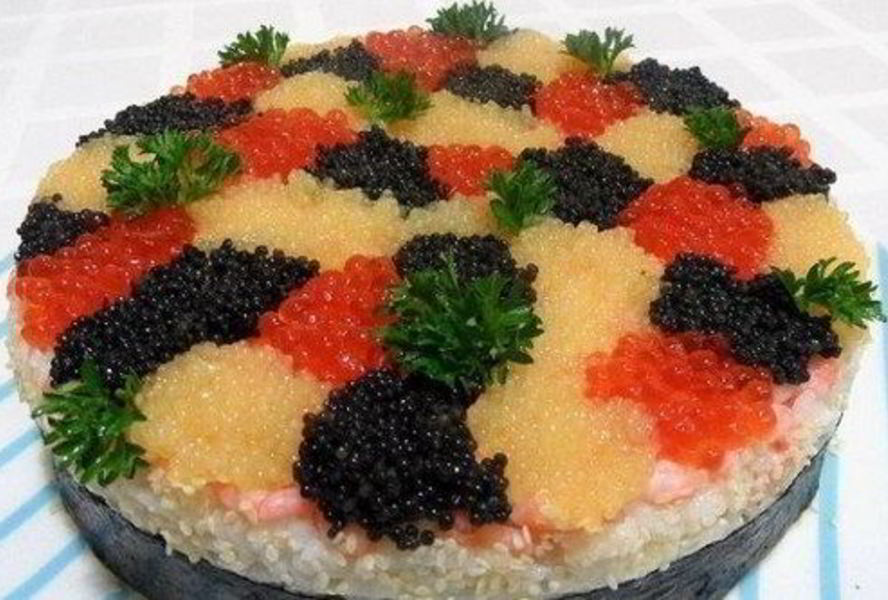 Суши-торт Три икринки
