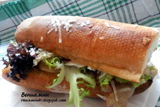 Сэндвич с шампиньонами и копченым беконом