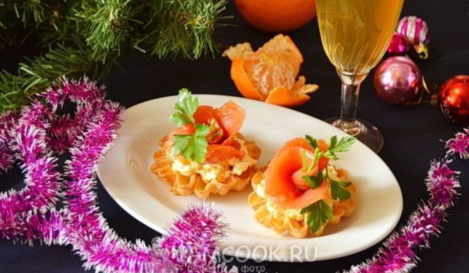 Рецепт новогодних тарталеток с семгой