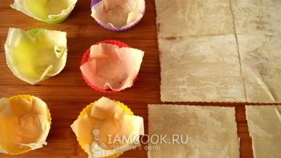 тарталетки из теста фило с салатом