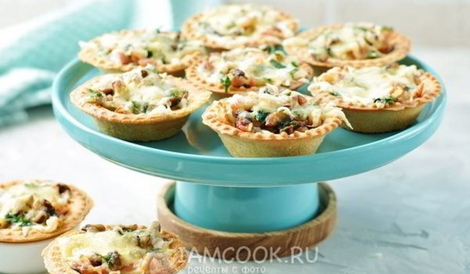 Рецепт тарталеток с грибами и сыром в духовке