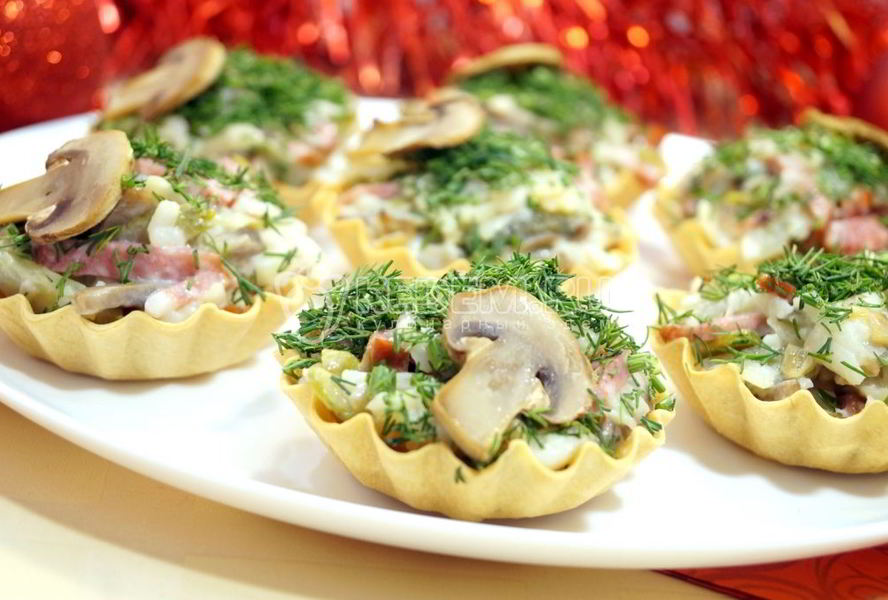 Тарталетки с грибами Праздничные