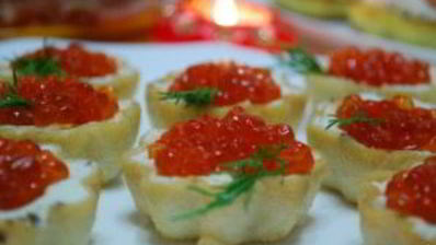 тарталетки с икрой и творожным сыром