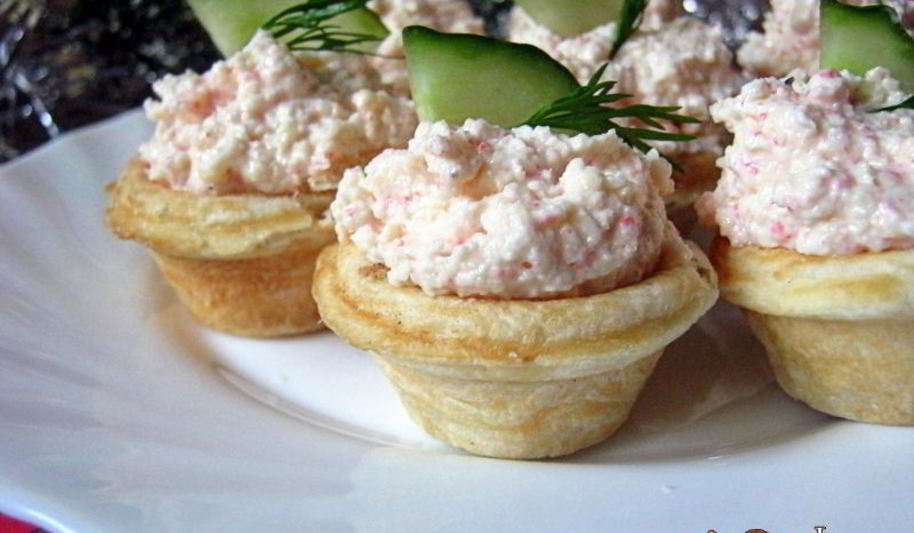 Рецепт тарталеток с крабовым паштетом