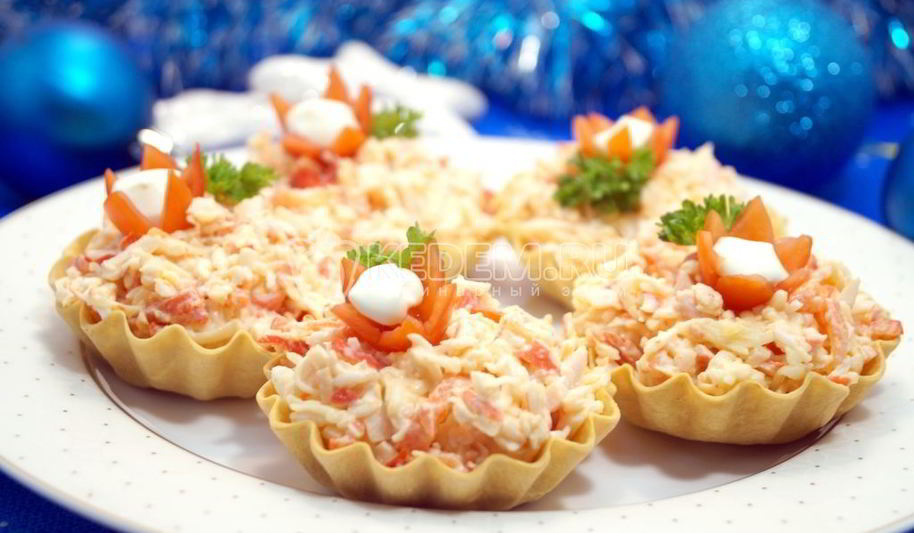 Рецепт тарталеток с крабовым салатом