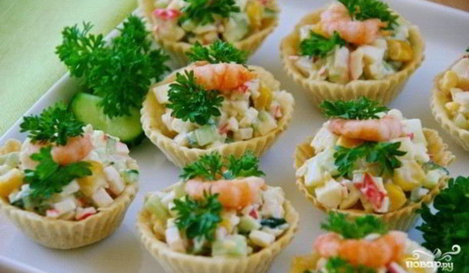 Рецепт тарталеток с крабовыми палочками и сыром