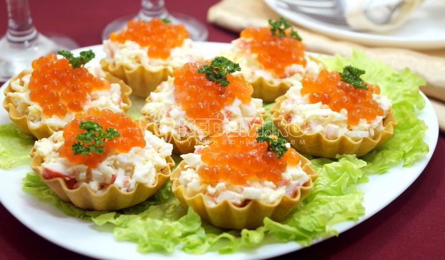 Рецепт тарталеток с крабовыми палочками
