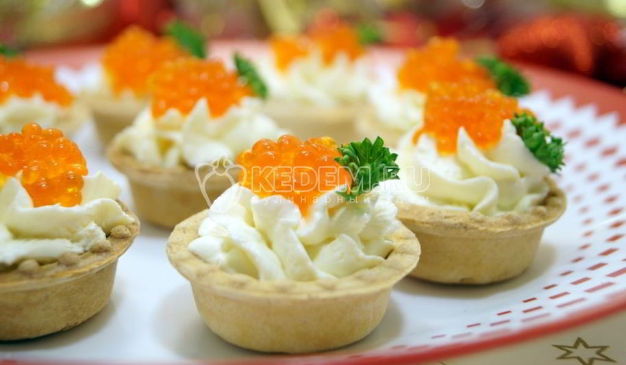 Рецепт тарталеток с красной икрой