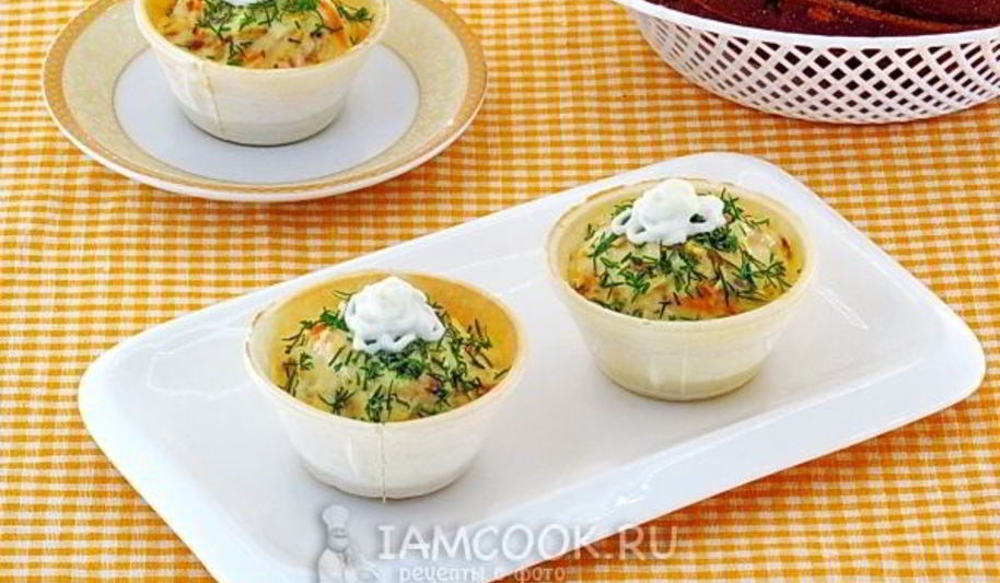 Рецепт тарталеток с палтусом и овощами
