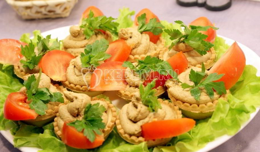 Рецепт тарталеток с печеночным муссом и помидорами