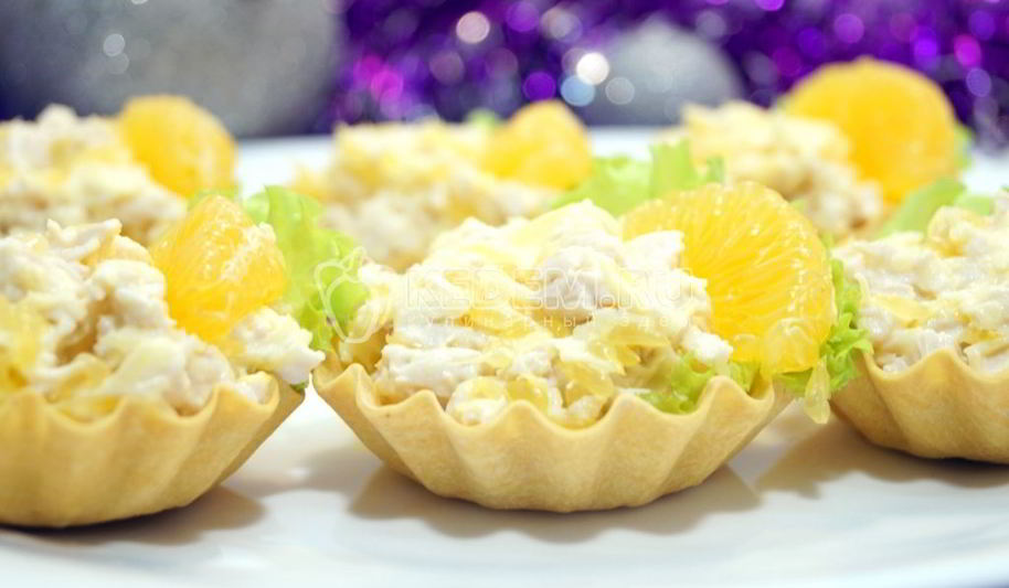 Рецепт тарталеток с салатом мандариновый рай