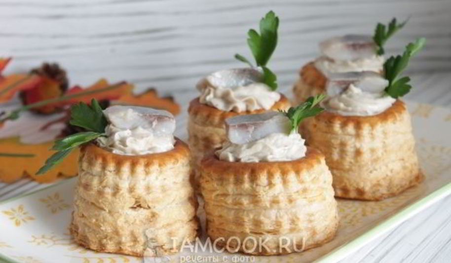 Рецепт тарталеток с сельдью и творогом