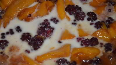 творожный тарт с персиками