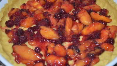 творожный тарт с персиками