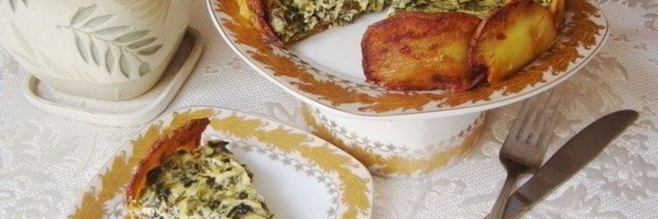 Творожный тарт с зеленью в картофельной корочке