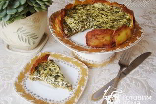 Творожный тарт с зеленью в картофельной корочке