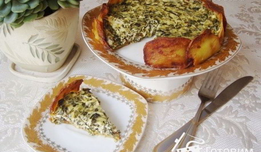 Рецепт творожного тарта с зеленью в картофельной корочке