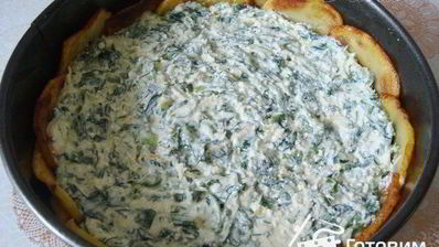 творожный тарт с зеленью в картофельной корочке