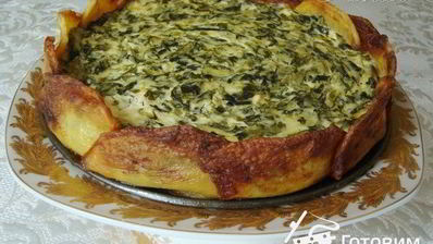 творожный тарт с зеленью в картофельной корочке