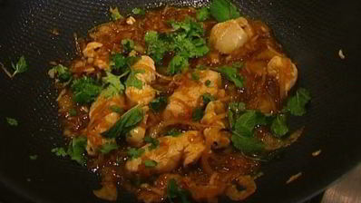 тортилья с цыпленком, имбирем и чили