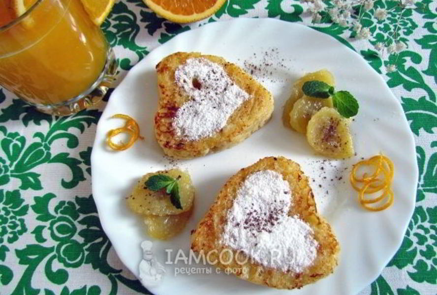 Французские тосты в виде сердца