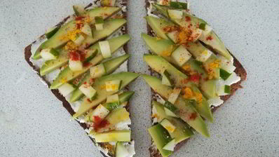 тосты с каймаком и авокадо